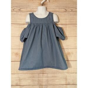 Gap Kids Girls Denim Chambray Open Shoulder Top Blue Size L **EEUC**